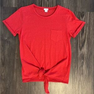 J. Crew Sz. S Persimmon/Red Tie Front Short Sleeve Tee, Style K1305